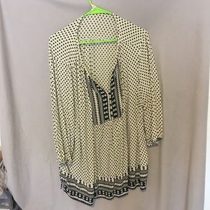 Navy and cream peasant blouse